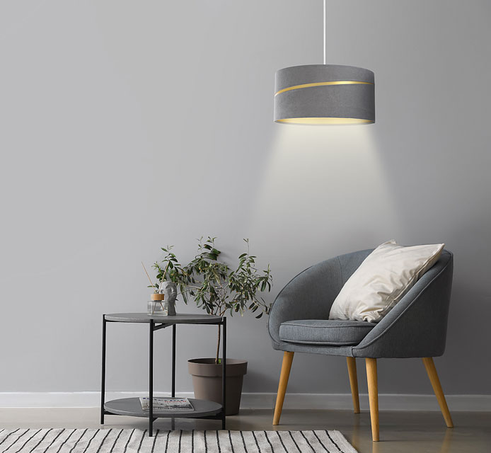Welurowa szara lampa wisząca A338-Eram