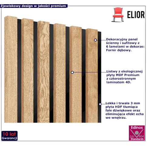 Dekoracyjny panel z lamelami fornir dębowy Parvat