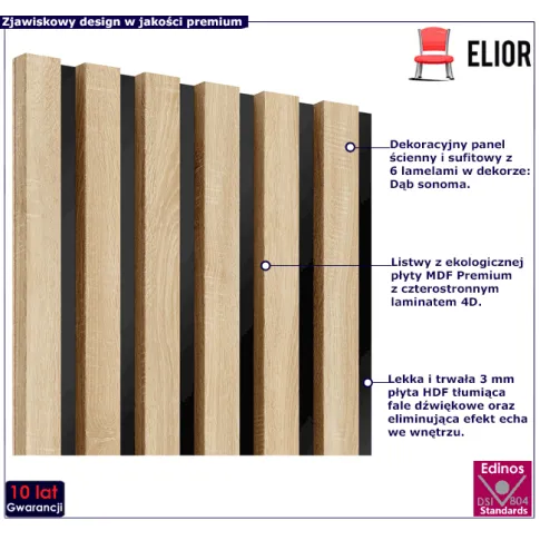 Dekoracyjny panel z lamelami dąb sonoma Parvat