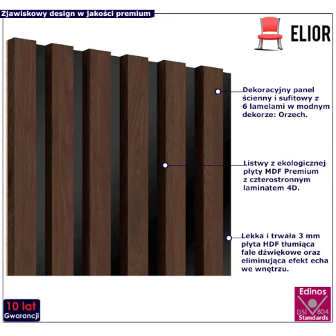 Dekoracyjny panel z lamelami orzech Parvat