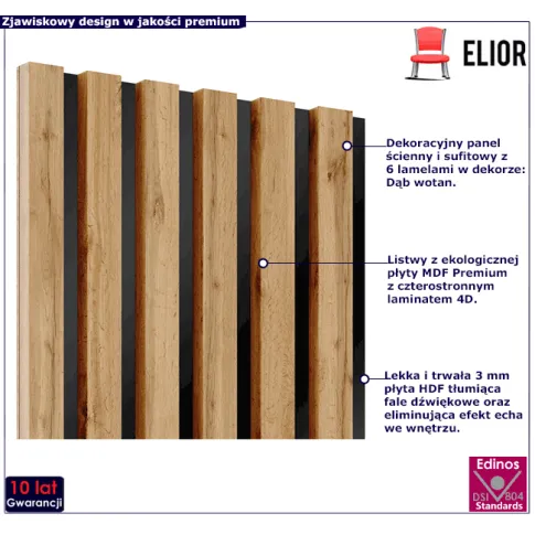 Dekoracyjny panel z lamelami dąb wotan Parvat