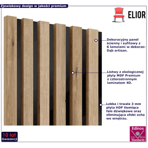 Dekoracyjny panel z lamelami dąb artisan Parvat