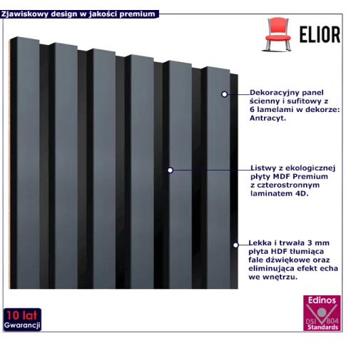 Dekoracyjny panel z lamelami antracyt Parvat