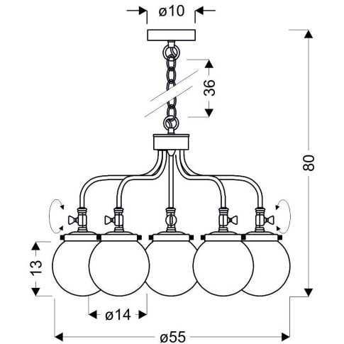 lampa wisząca żyrandol metalowy 5 ramion Z042-Hosa