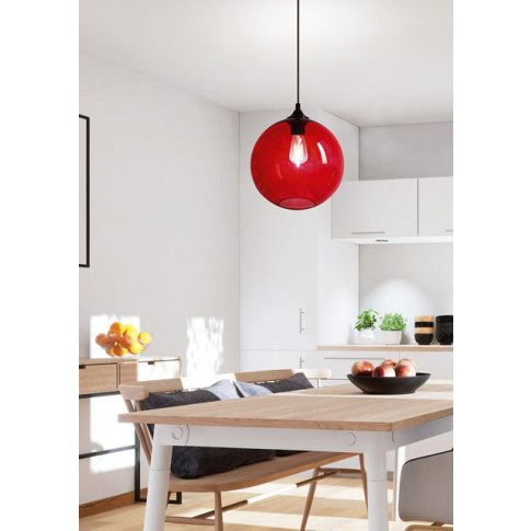 wizualizacja czerwonej pojedynczej szklanej lampy wiszącej w stylu skandynawskim Z045-Juva