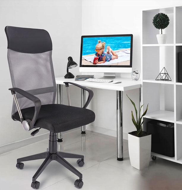 Wizualizacja szaro-czarnego krzesła obrotowego Arend