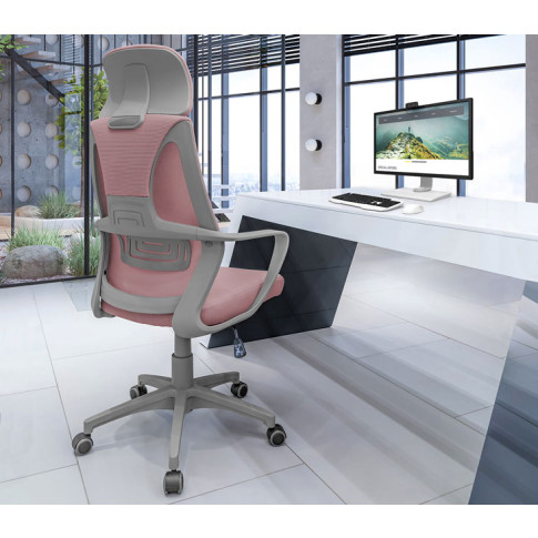 różowy nowoczesny fotel obrotowy do biurka Uris