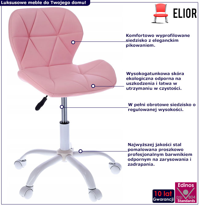 Infografika różowe tapicerowane krzesło Igos 3X