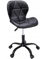 Czarne tapicerowane skórą ekologiczną krzesło obrotowe - Igos 4X w sklepie Edinos.pl