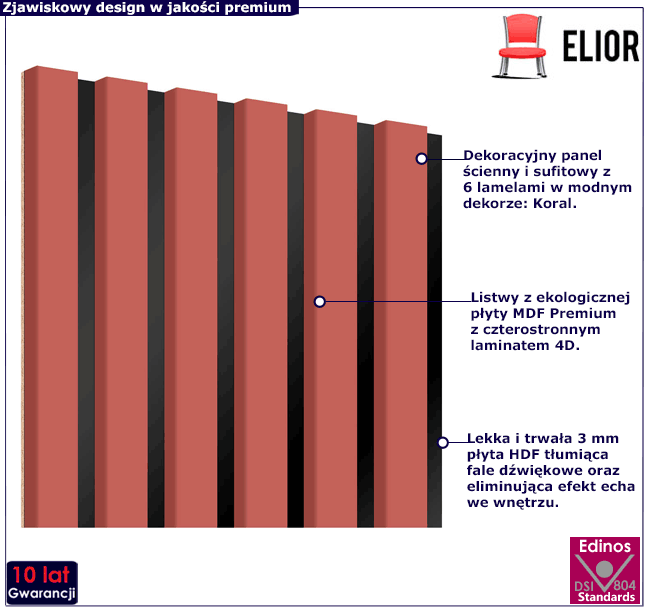 Ozdobny lamelowy panel ścienny Parvat