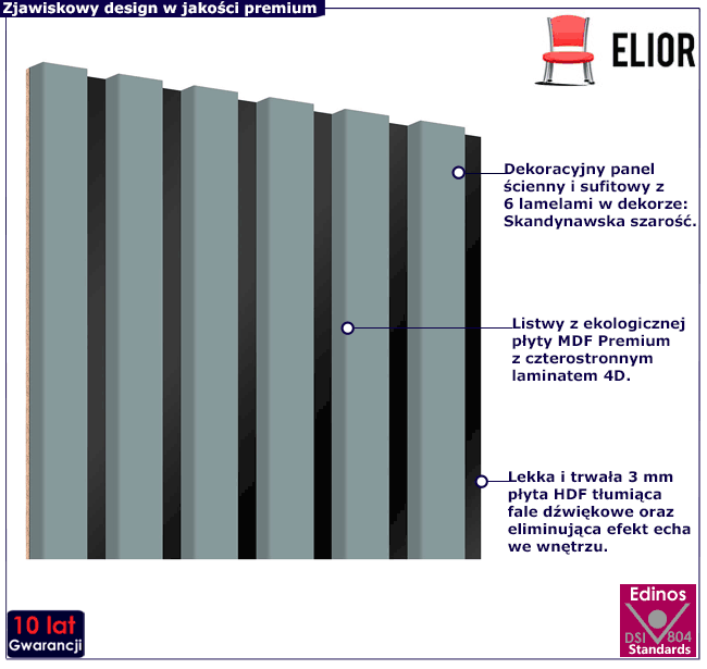 Ozdobny lamelowy panel ścienny Vrosta