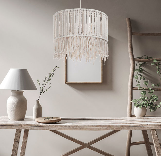 Kremowa lampa wisząca z stylu boho T245-Amira