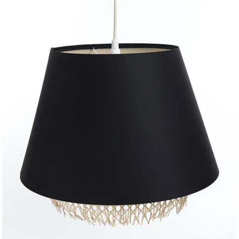 Czarna lampa wisząca z rattanowym kloszem A345-Xina