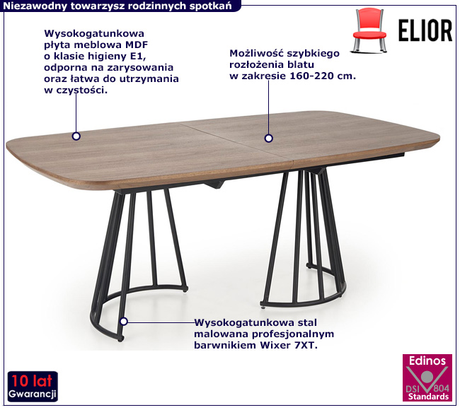 Loftowy rozkładany stół Caramella