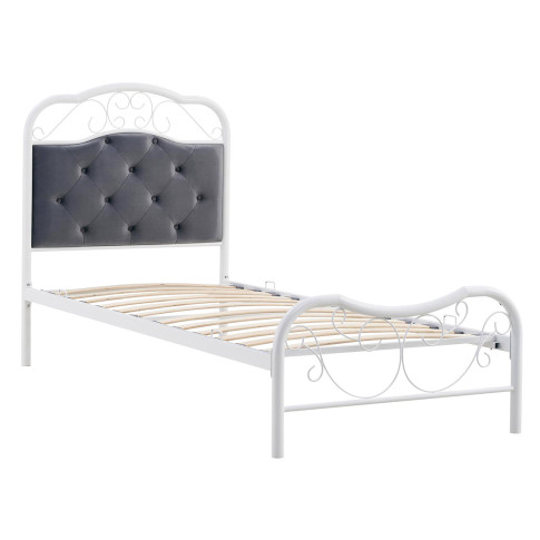 Białe metalowe łóżko Felo