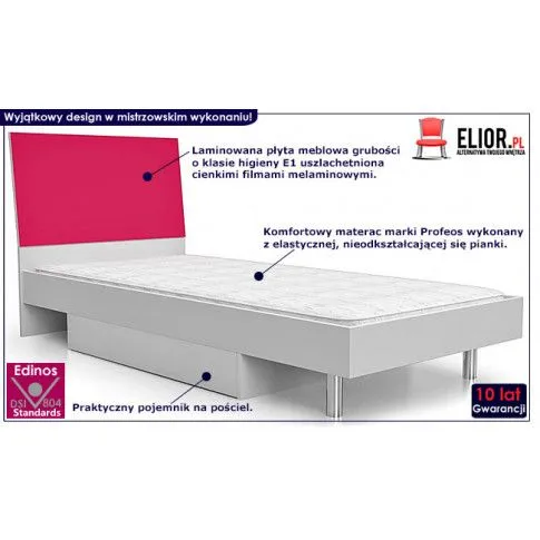 Fotografia Łóżko dla dziewczynki Lopo 90x200 - różowe z kategorii Łóżka i materace