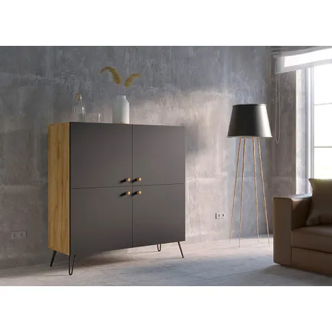 Wizualizacja komody Larkos 5X dąb craft czarny