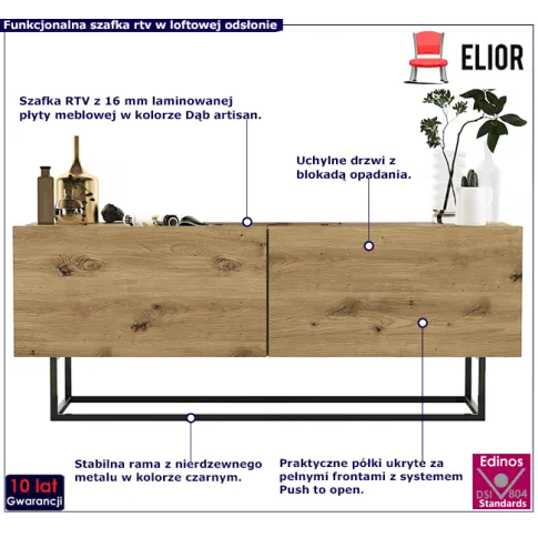 Loftowa szafka rtv dąb artisan Landor 5X