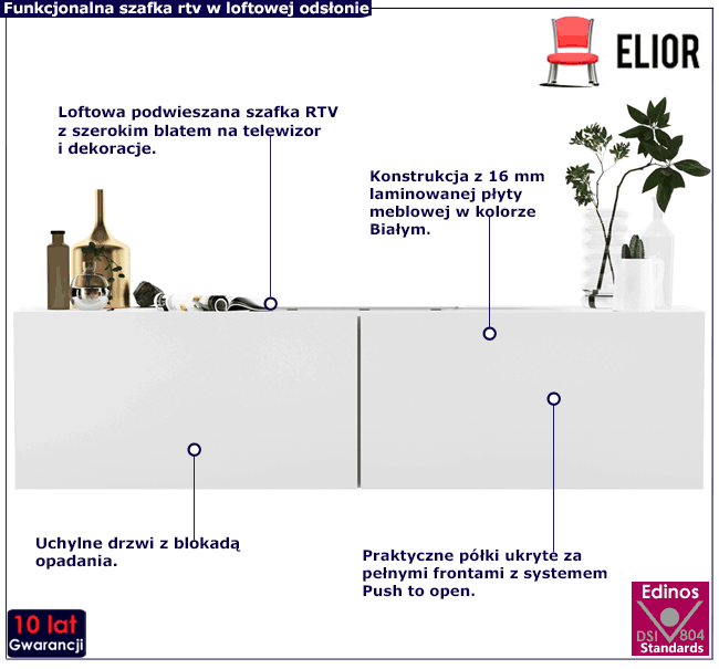 Ścienna szafka rtv 120 cm Landor 6X