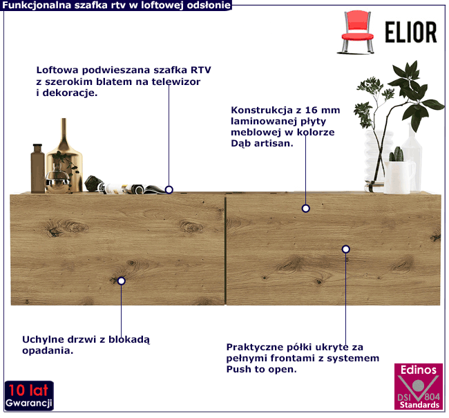 Ścienna szafka rtv 120 cm Merol 6X