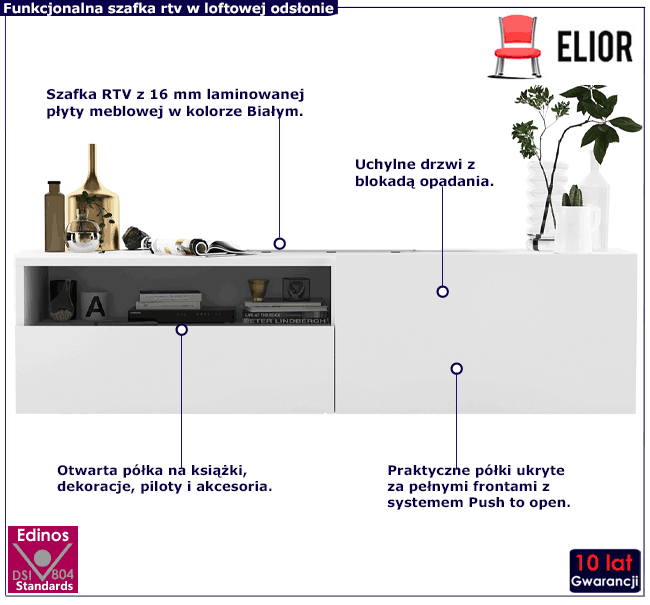 Ścienna szafka rtv 120 cm Landor 8X