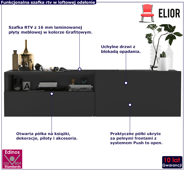 Ścienna szafka rtv 120 cm Merol 8X