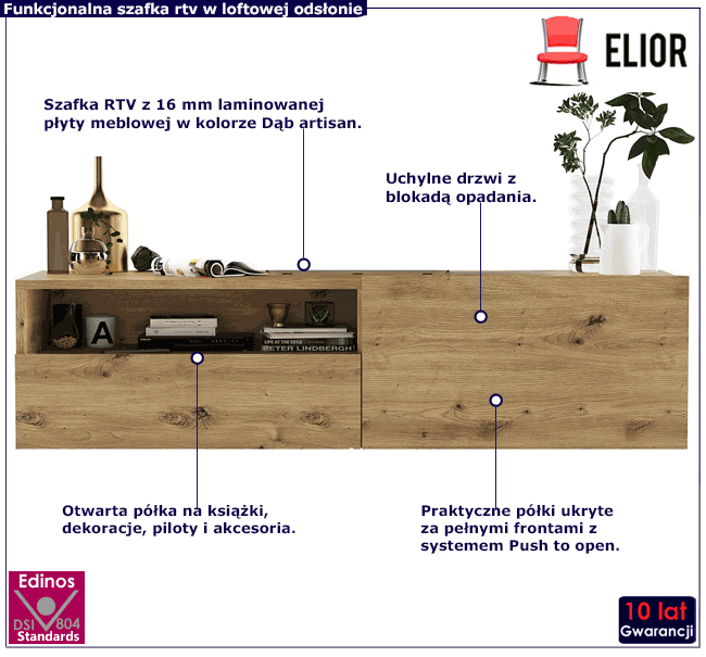 Ścienna szafka rtv 120 cm Elian 8X