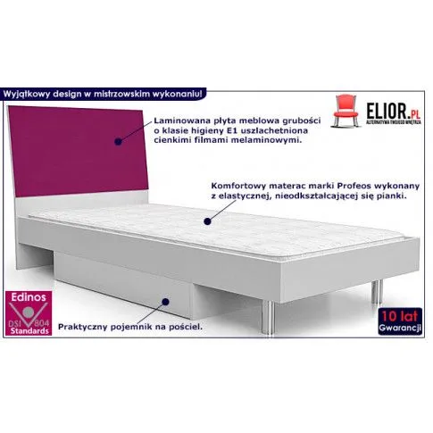 Fotografia Łóżko młodzieżowe Lopo 90x200 - fioletowe z kategorii Łóżka i materace