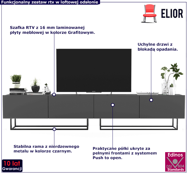 Zestaw szafek rtv 240 cm Elian 9X