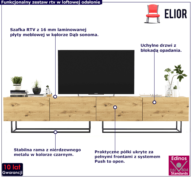 Zestaw szafek rtv 240 cm Elian 9X