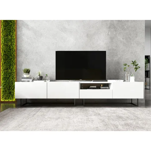 Aranżacja z zestawem 2 białych szafek rtv Landor 11X