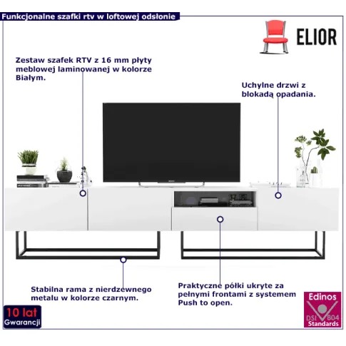 Komplet białych loftowych szafek rtv Landor 11X