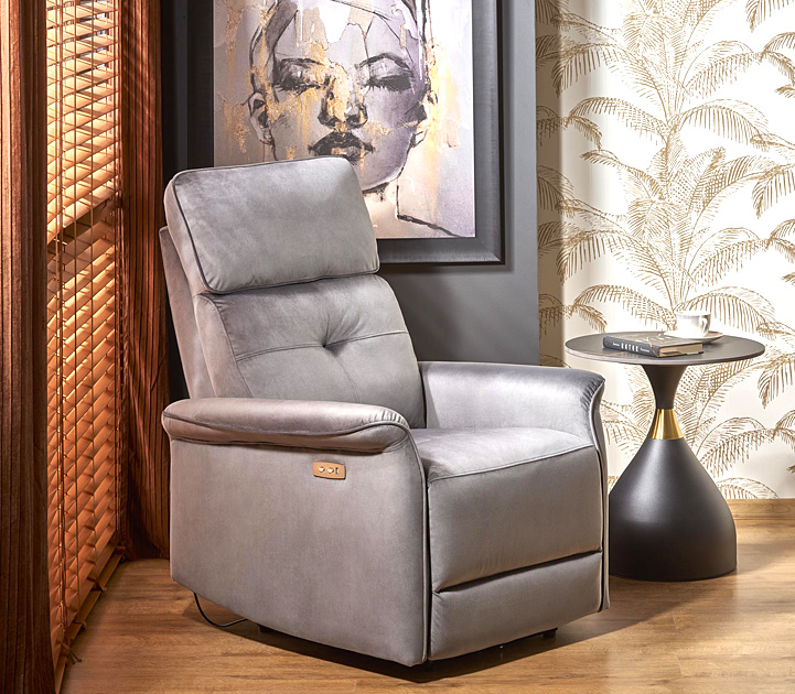 Szary rozkładany fotel wypoczynkowy Martin