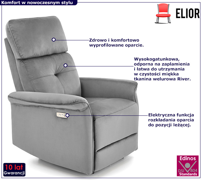 Szary fotel wypoczynkowy Martin
