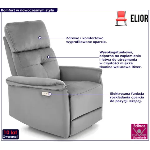 Szary rozkładany fotel Timex