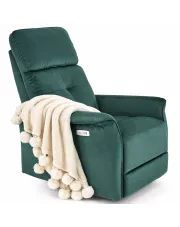 Zielony rozkładany welurowy fotel wypoczynkowy - Martin w sklepie Edinos.pl