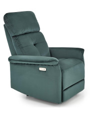 Zielony rozkładany welurowy fotel wypoczynkowy - Timex w sklepie Edinos.pl