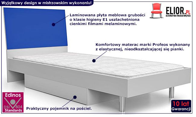 Niebieskie łóżko dla chłopca Kormi 90x200