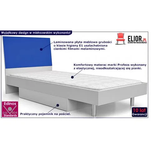 Fotografia Łóżko młodzieżowe Lopo 90x200 - niebieskie z kategorii Łóżka i materace