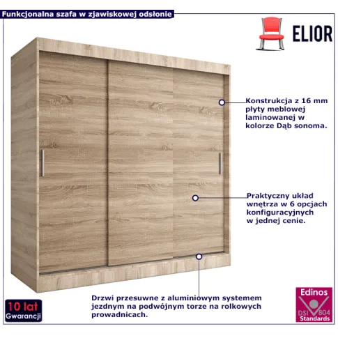 Przesuwna szafa dąb sonoma Corina 6X