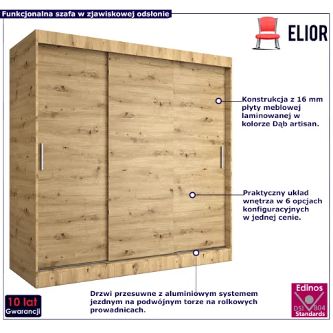 Przesuwna szafa dąb artisan Corina 6X