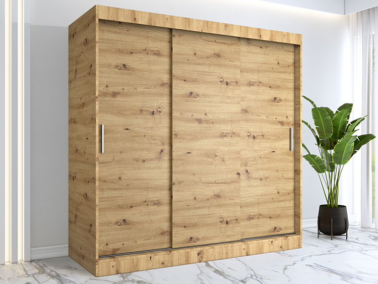 Przesuwna szafa na ubrania 200 cm dąb artisan Erco 6X