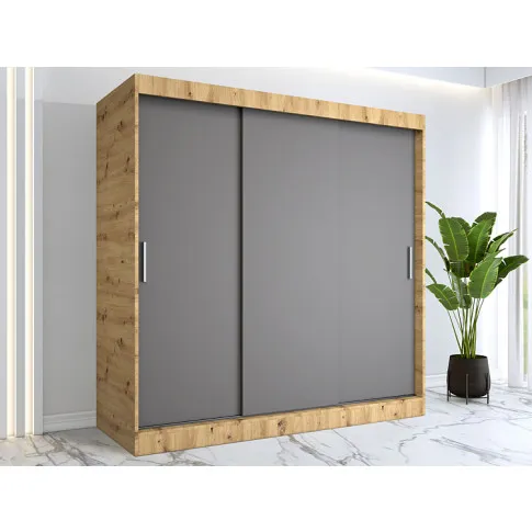 Wizualizacja aranżacji z szafą 200 dąb artisan antracyt Corina 6X