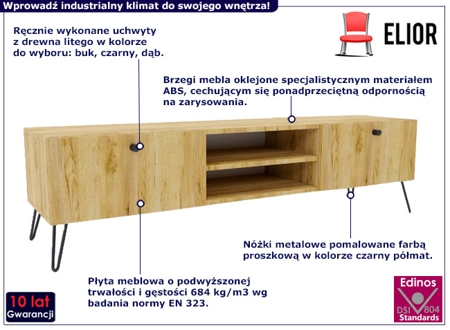 Szafka RTV na nóżkach Larkso 9X dąb craft