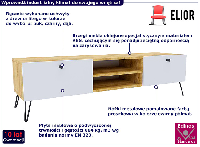 Szafka RTV na nóżkach Zorina 9X dąb craft+bialy