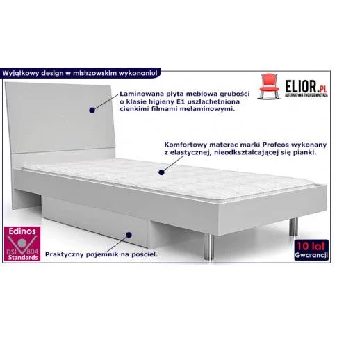 Fotografia Łóżko z pojemnikiem na pościel Lopo 90x200 - białe z kategorii Łóżka i materace