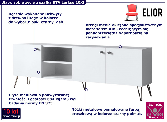 Szafka RTV na nóżkach Larkso 10X biały