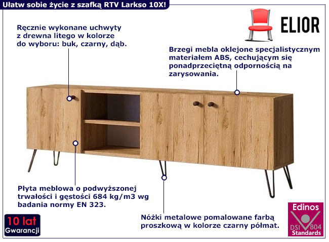 Szafka RTV na nóżkach Larkso 10X dąb craft