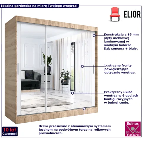 Przesuwna szafa dąb sonoma biały Edna 6X