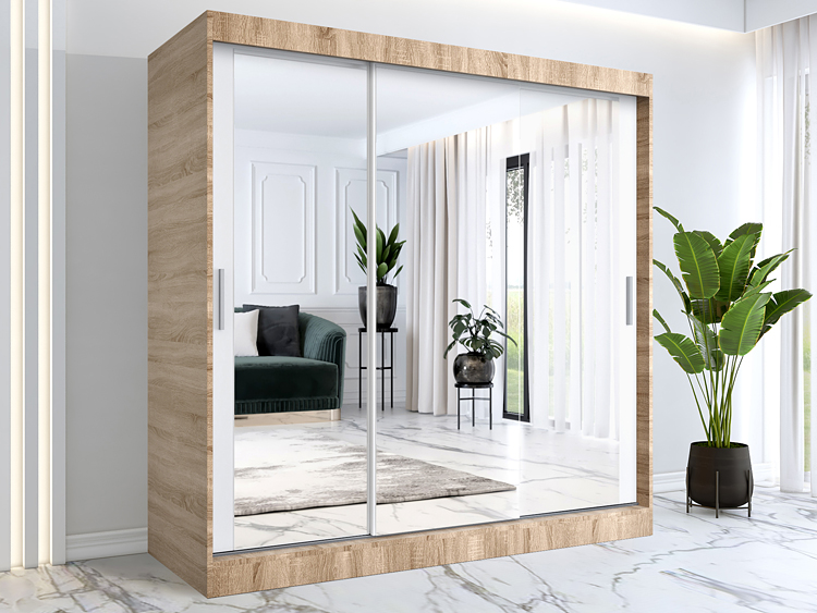 trzydrzwiowa przesuwna szafa na ubrania Kukkin 6X